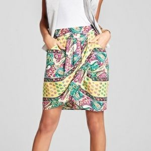 BCBGMaxAzria Yellow Michaela Pleated Wrap Skirt